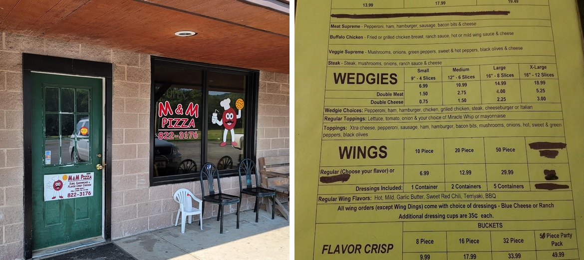 M&M Pizza Menu